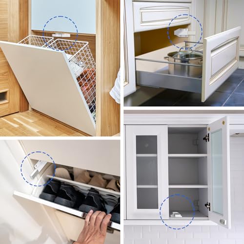 Jiayi Heavy Duty Magnetic Touch Latches for Large Door - Push Release Latch (White, 2 Pack) - Image 4