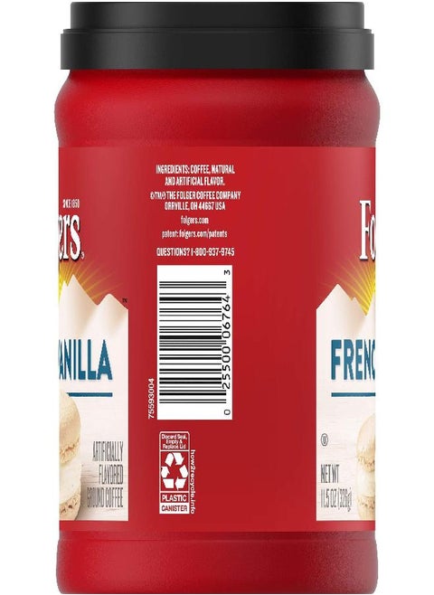 Folgers French Vanilla Flavored Ground Coffee, 11.5 Ounces