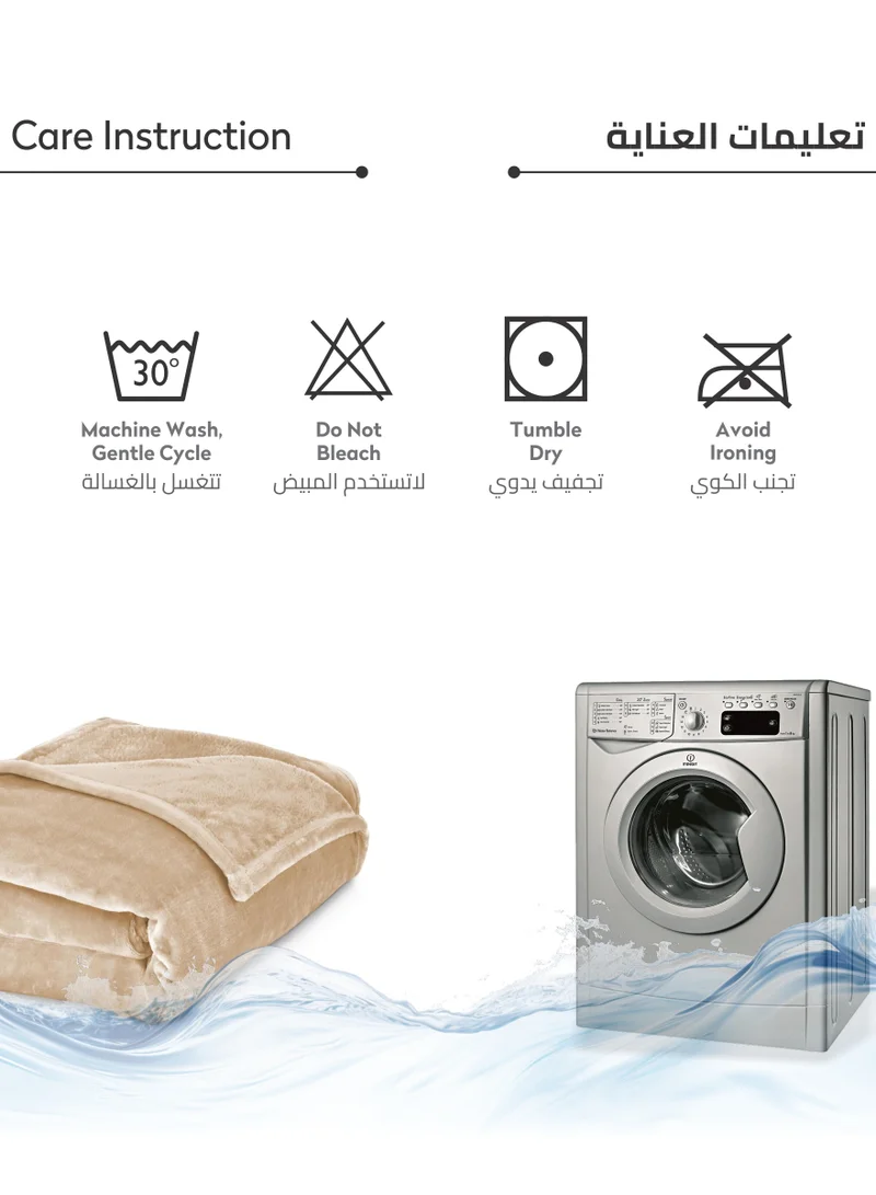 Donetella Fleece Blanket Single Size(170 X 200 CM) Super Soft Throw Blanket With 300 GSM Best Lightweight Warm Plush Throws For Bed, Sofa,Couch And Camping,French Beige