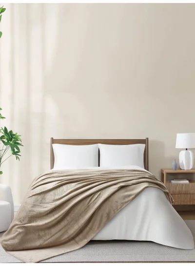 Donetella Fleece Blanket Single Size(170 X 210 CM) Super Soft Throw Blanket With 300 GSM Best Lightweight Warm Plush Throws For Bed, Sofa,Couch And Camping,French Beige