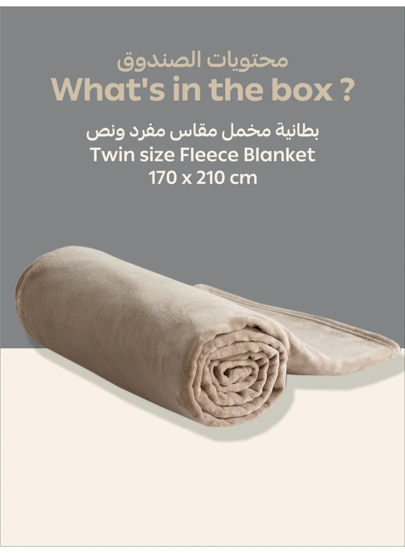 Donetella Fleece Blanket Single Size(170 X 210 CM) Super Soft Throw Blanket With 300 GSM Best Lightweight Warm Plush Throws For Bed, Sofa,Couch And Camping,French Beige
