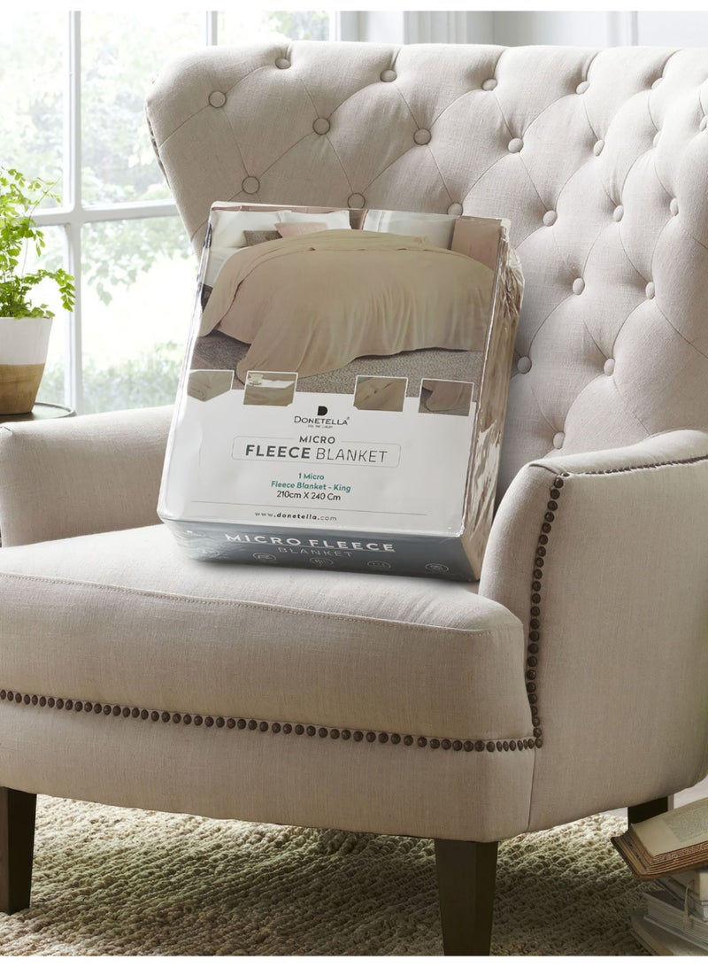 دوناتيلا بطانية صوف 170×210 سم خفيفة ناعمة ودافئة للاسترخاء تصميم سادة ممشط مايكروفايبر شيربا مناسبة للسرير والأريكة - Image 2
