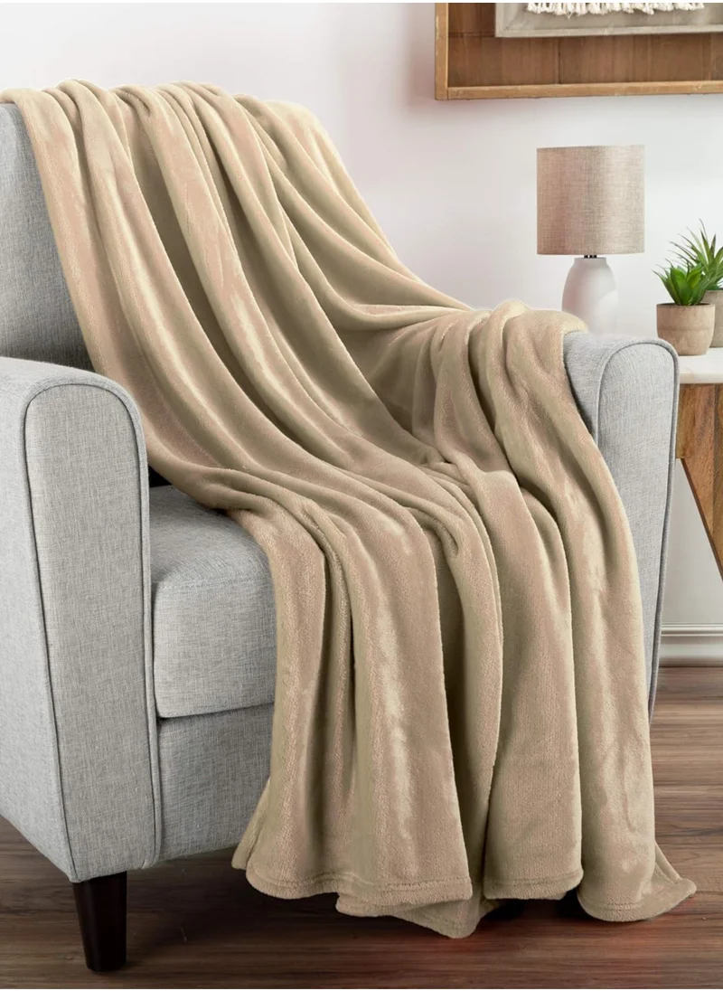 Donetella Fleece Blanket Single Size(170 X 200 CM) Super Soft Throw Blanket With 300 GSM Best Lightweight Warm Plush Throws For Bed, Sofa,Couch And Camping,French Beige