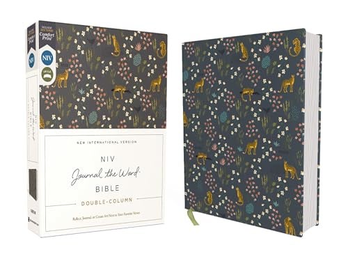 Niv Journal The Word Bible Doublecolumn Cloth Over Board Navy Floral Red Letter Comfort Print 