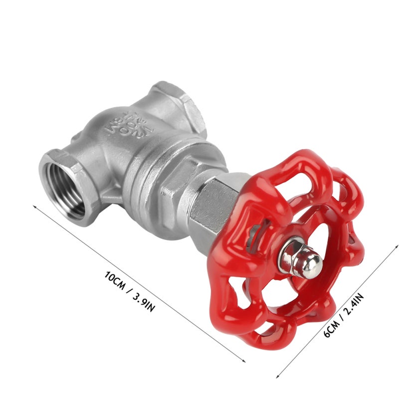 Stainless Steel Gate Valve: G1/2 BSPP Size - 304 Stainless Steel Sturdy Durable Straight Flow Low Resistance for Industrial Mechanical Chemical Water Supply Equipment - Image 3