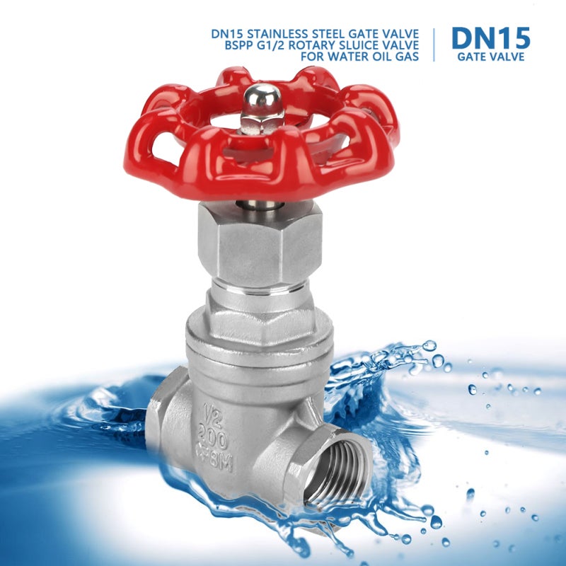 Stainless Steel Gate Valve: G1/2 BSPP Size - 304 Stainless Steel Sturdy Durable Straight Flow Low Resistance for Industrial Mechanical Chemical Water Supply Equipment - Image 4