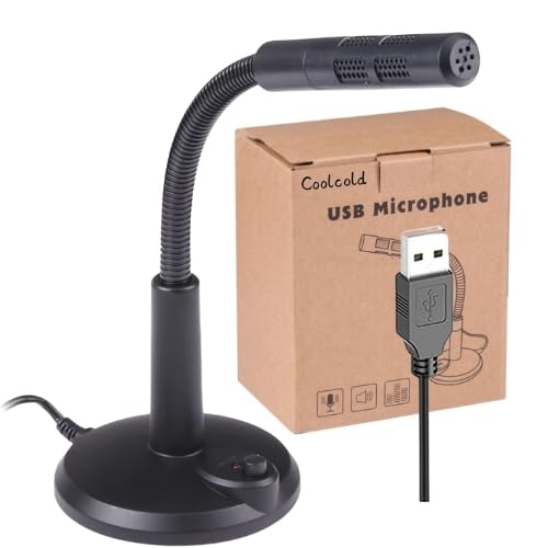 COOLCOLD USB Microphone for Noise Cancelling Windows and Mac, Professional PC Microphone Computer, Laptop, Desktop and Notebook, Plug and Play Mic (Black) - Image 1