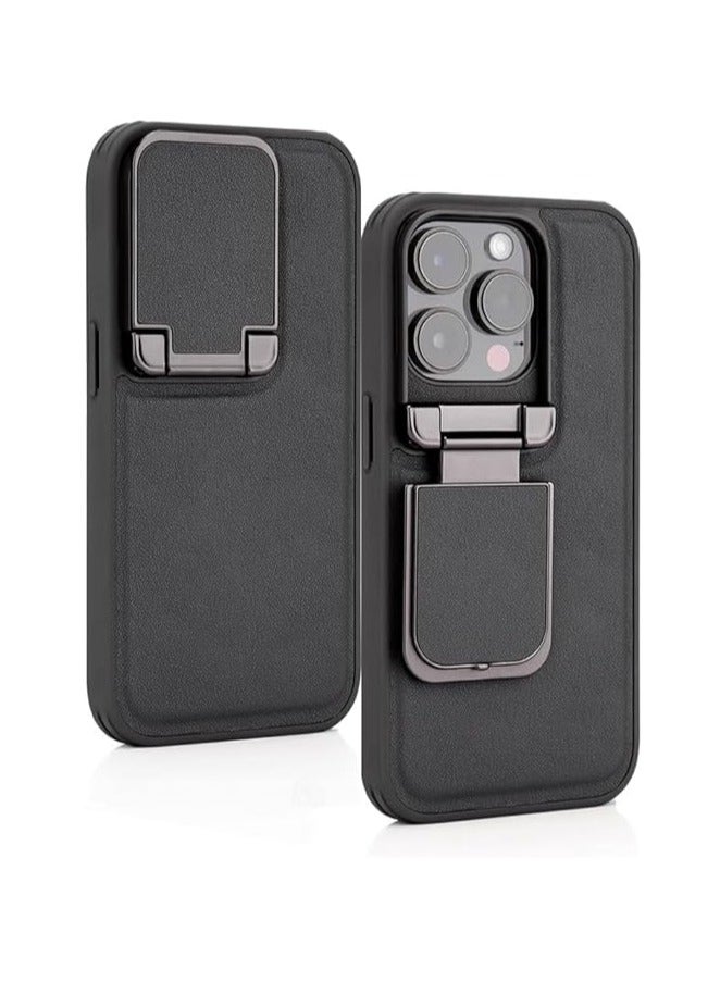 general The hard leather case is compatible with iPhone 16 Pro Max/16 Pro/16 Plus/16, and it is an ultra-thin, shock-resistant TPU case with a flip-up metal lens cover - Image 1