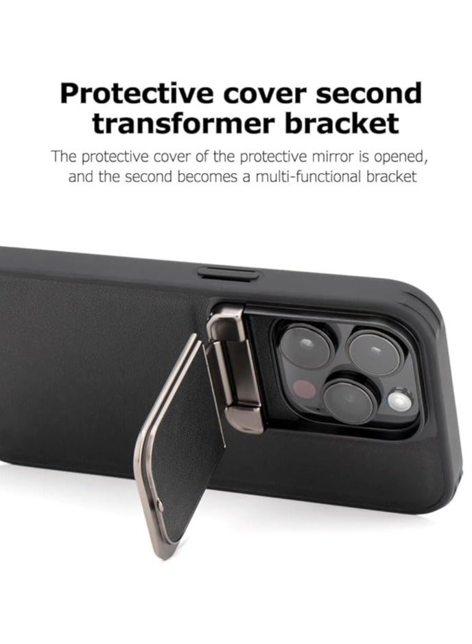 general The hard leather case is compatible with iPhone 16 Pro Max/16 Pro/16 Plus/16, and it is an ultra-thin, shock-resistant TPU case with a flip-up metal lens cover - Image 3