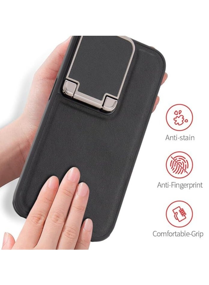 general The hard leather case is compatible with iPhone 16 Pro Max/16 Pro/16 Plus/16, and it is an ultra-thin, shock-resistant TPU case with a flip-up metal lens cover - Image 4