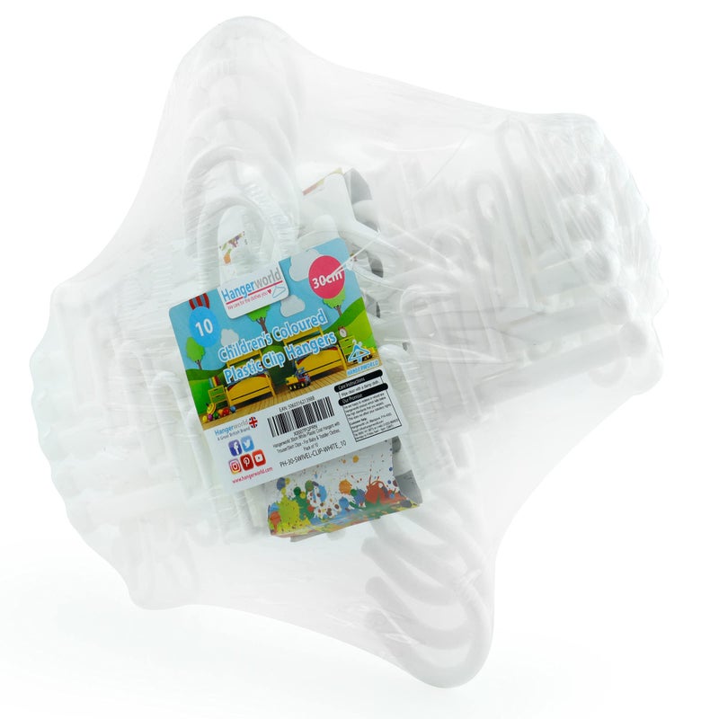 Hangerworld 10 White 30Cm Childrens Plastic Top Coat Clothes Garment Baby Toddler Hangers. - Image 2