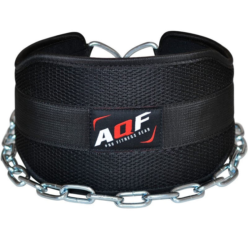 AQF Dip Belt for Weightlifting - Weight Belt with 36" Heavy Duty Steel Chain - Neoprene Padded Back Support Gym Lifting Belt for Powerlifting, Bodybuilding, Squat, Fitness & Pull up Training - Image 2