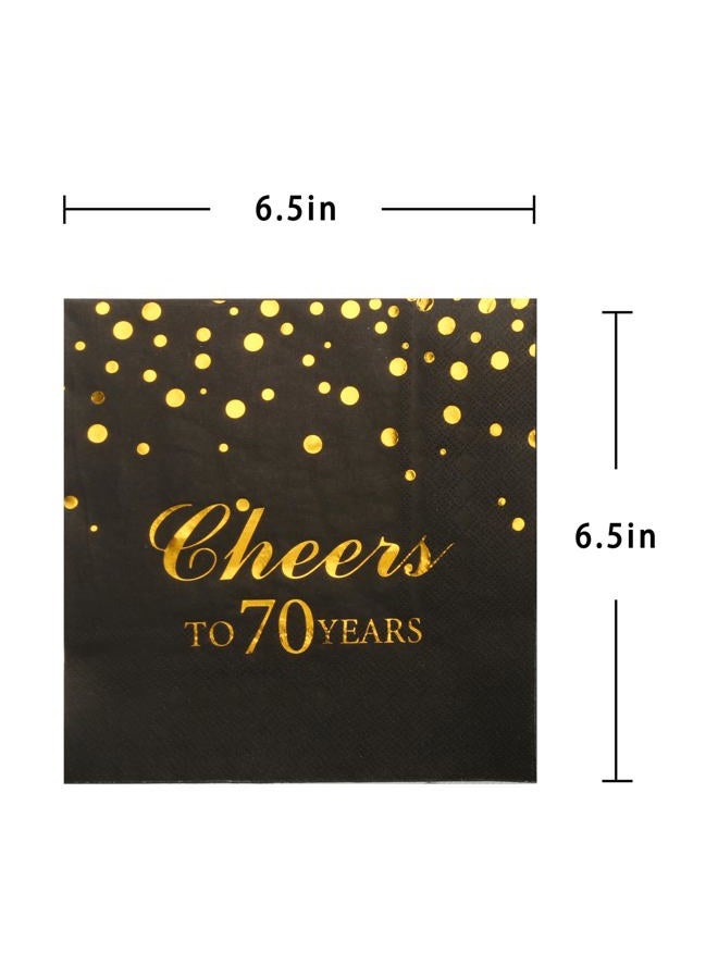 Pandecor 50 Pieces 3 Layers 70th Birthday Party Napkins,6.5 x 6.5 Inches 6.5 x 6.5 Inches Disposable Paper Napkins,Gold Confetti Foil 70 Years Old Birthday Party Decorations - Image 2