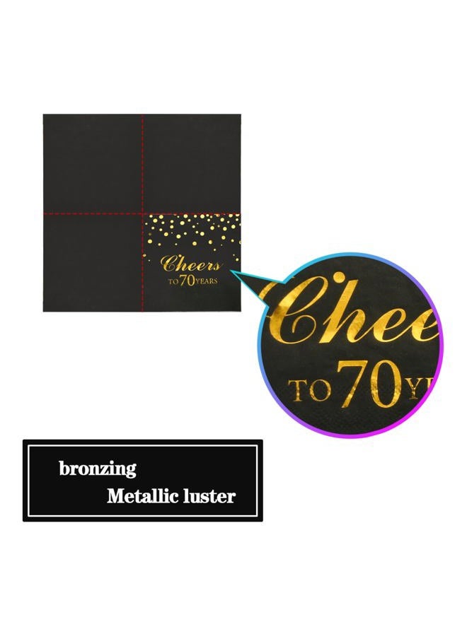 Pandecor 50 Pieces 3 Layers 70th Birthday Party Napkins,6.5 x 6.5 Inches 6.5 x 6.5 Inches Disposable Paper Napkins,Gold Confetti Foil 70 Years Old Birthday Party Decorations - Image 5