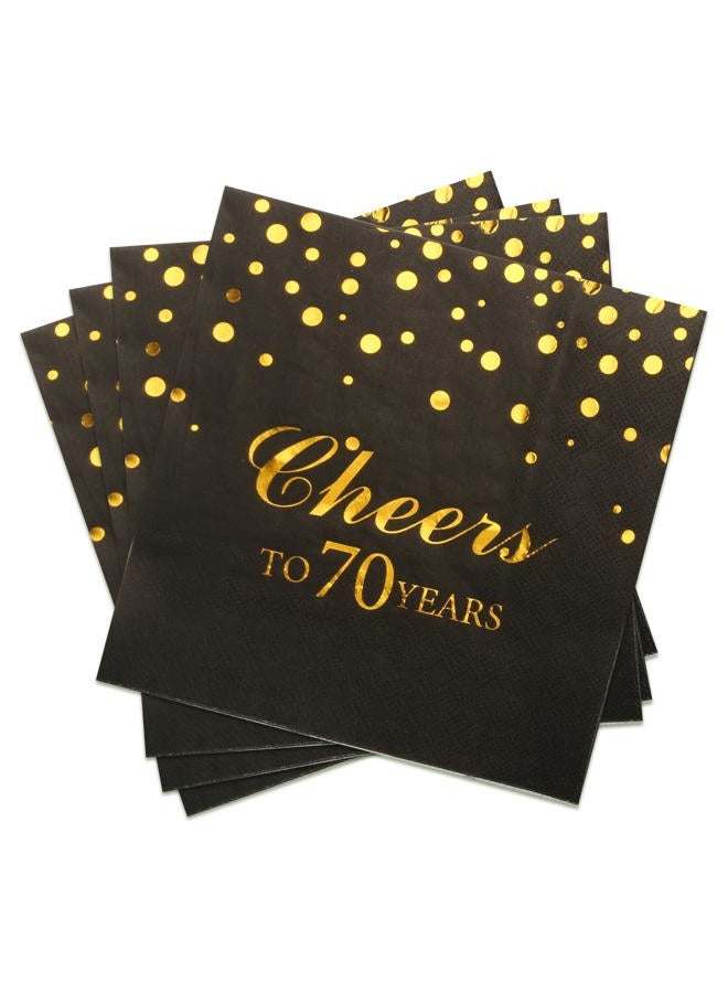 Pandecor 50 Pieces 3 Layers 70th Birthday Party Napkins,6.5 x 6.5 Inches 6.5 x 6.5 Inches Disposable Paper Napkins,Gold Confetti Foil 70 Years Old Birthday Party Decorations - Image 1