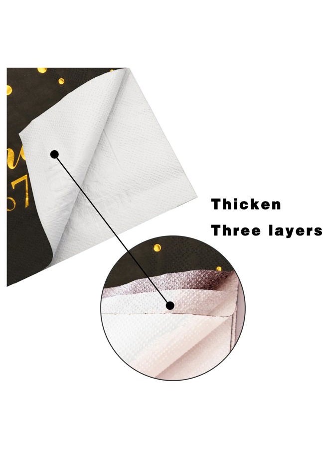 Pandecor 50 Pieces 3 Layers 70th Birthday Party Napkins,6.5 x 6.5 Inches 6.5 x 6.5 Inches Disposable Paper Napkins,Gold Confetti Foil 70 Years Old Birthday Party Decorations - Image 3