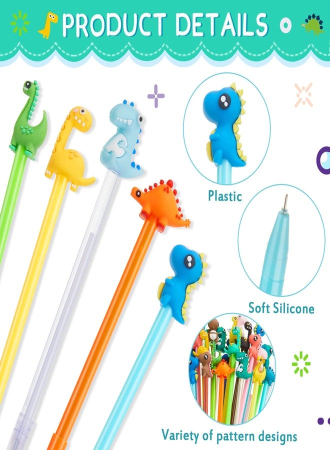 Marspark 80 Pcs Cute Pens Bulk Cartoon Dinosaur Pens for Kids Black Ink Cool Pencils for Kid Assorted Style Cartoon Rollerball Novelty Stationery Office Back to School Gifts Student Prizes - Image 4