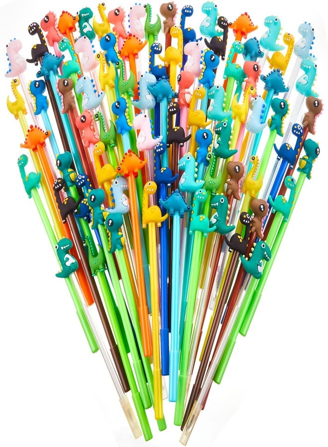 Marspark 80 Pcs Cute Pens Bulk Cartoon Dinosaur Pens for Kids Black Ink Cool Pencils for Kid Assorted Style Cartoon Rollerball Novelty Stationery Office Back to School Gifts Student Prizes - Image 1