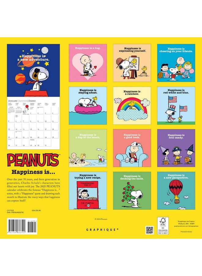 Graphique - 2025 Peanuts Wall Calendar | 12” X 12” | Thick Paper | Home & Office Organizer | Large Monthly Grid | 3 Languages & Marked Holidays | 4 Month Preview Page For 2026 - Image 1