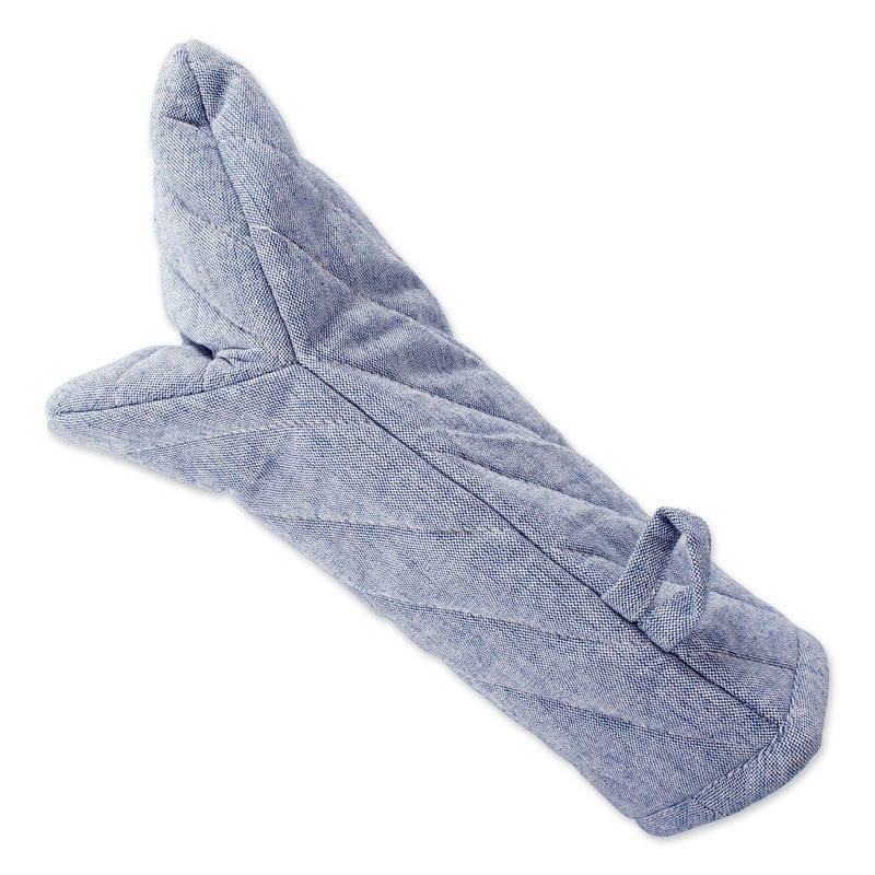 DII DII 100% Cotton Solid Chambray Kitchen Set  Oven Mitts  Blue  2 Piece  - Image 2