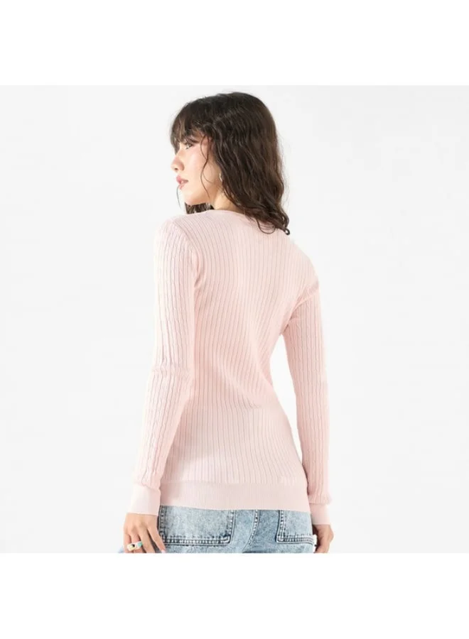 2Xtremz 2Xtremz Textured Sweater with Round Neck and Long Sleeves