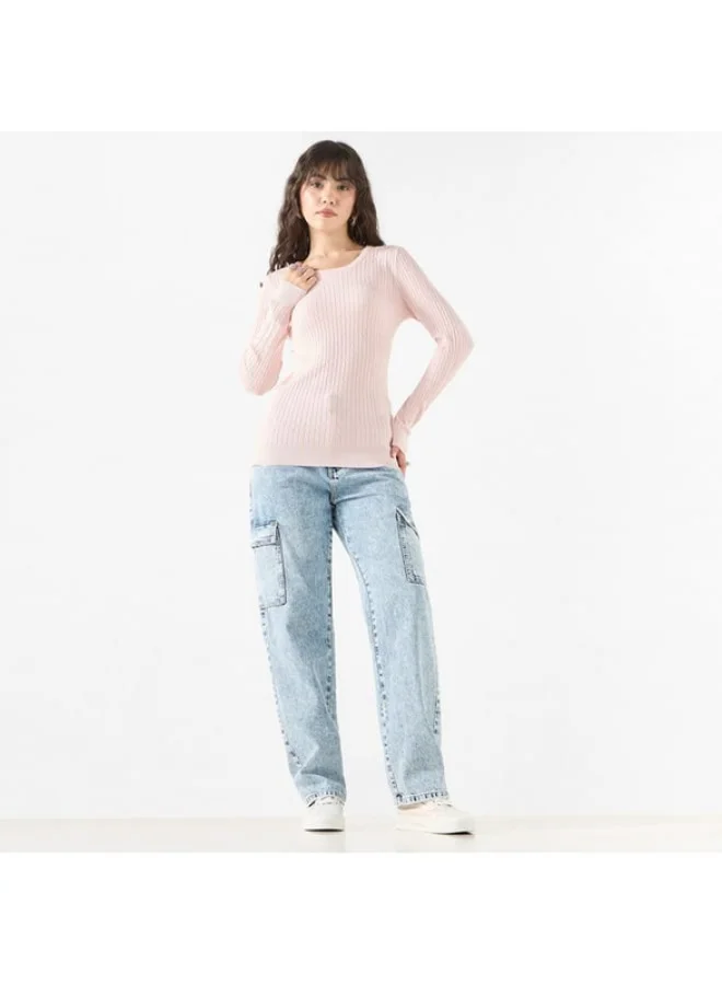 2Xtremz 2Xtremz Textured Sweater with Round Neck and Long Sleeves