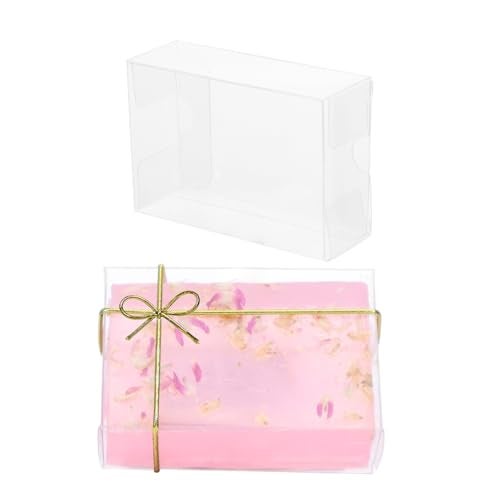 ROSPAKTEK 40 Pack 3.5x2.36x1.2 Inch Clear Plastic Soap Boxes for Homemade Soap - Small Dessert Gift Bakery Boxes for Macarons, Cookies & Candies, Wedding & Birthday Party Favors - Image 1