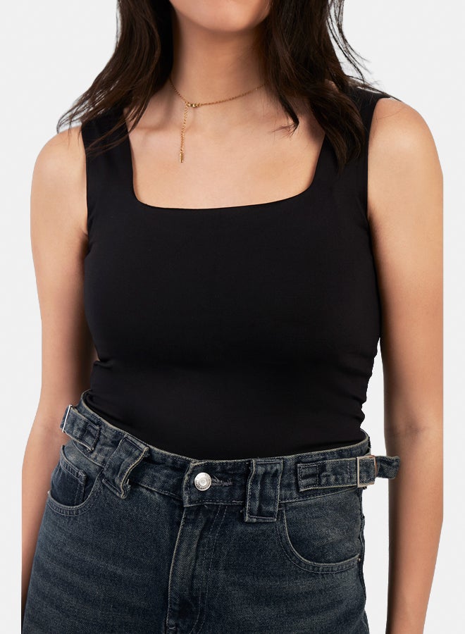 Bella vue BELLAVUE Womens Square Neck Double-Layer Cropped Top, Cropped Length - Image 3