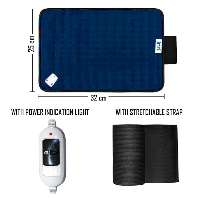 Infi Orthopaedic Electric Heating Pad for Back Pain + Period Cramps Relief | LARGE SIZE | 3 Level Temperature Controller | Pain Relief Heating Belt with Temperature Controller for Lower Back, Knee, Shoulder, Cramps, and Neck Pain Relief | Velvet Blue - Image 4