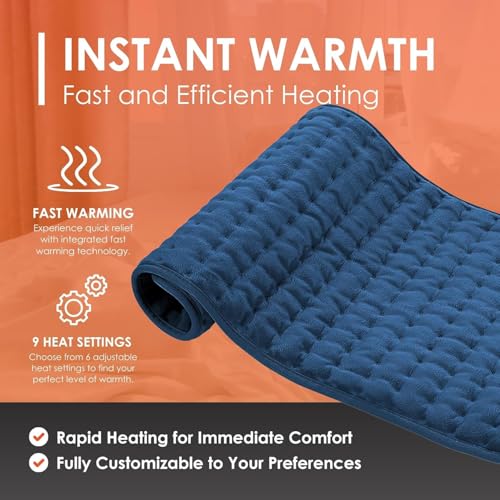 Infi Orthopaedic Electric Heating Pad for Back Pain + Period Cramps Relief | LARGE SIZE | 3 Level Temperature Controller | Pain Relief Heating Belt with Temperature Controller for Lower Back, Knee, Shoulder, Cramps, and Neck Pain Relief | Velvet Blue - Image 2