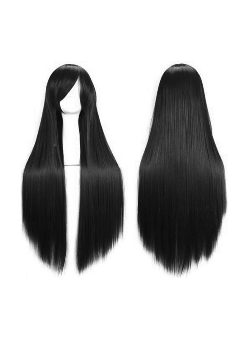 إستيل شعر مستعار Estelle بطول 32 بوصة 80 سم طويل مستقيم أنيمي أزياء المرأة تأثيري باروكة شعر مستعار للحفلات مع غطاء شعر مستعار مجاني أسود - Image 1