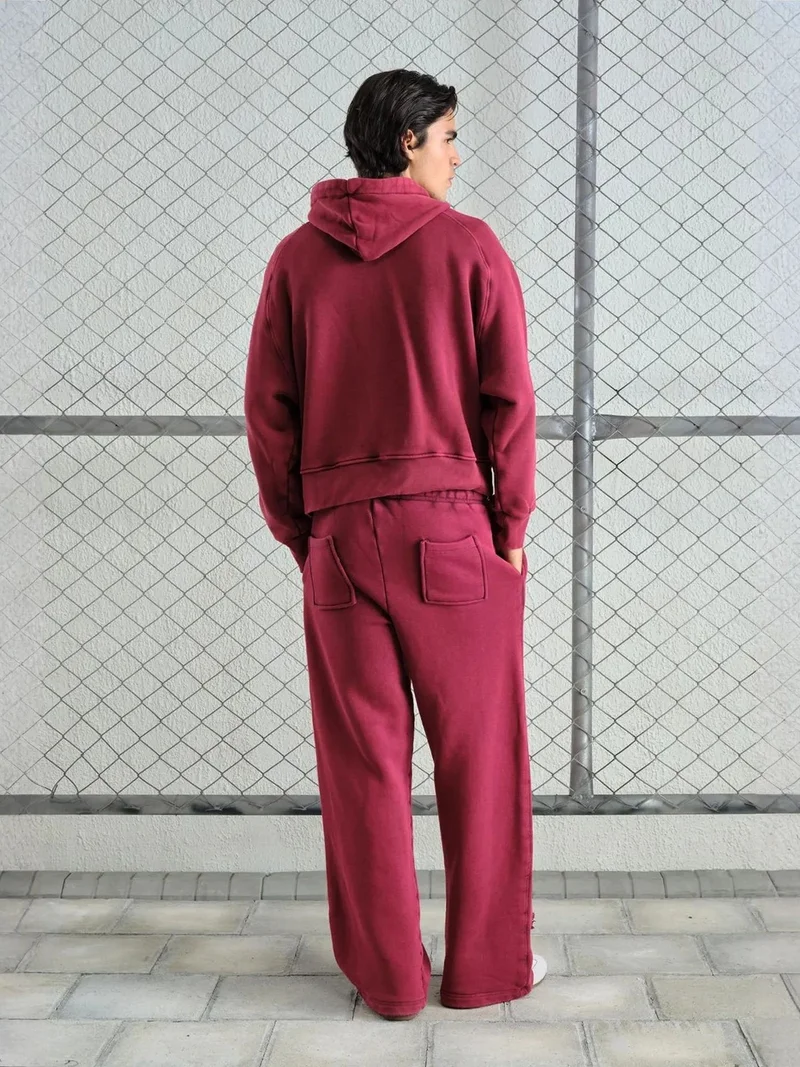 Giesto Burgundy Red GIESTO Hooded Drawstring Sweatshirt with Pocket for Men | Best Price UAE