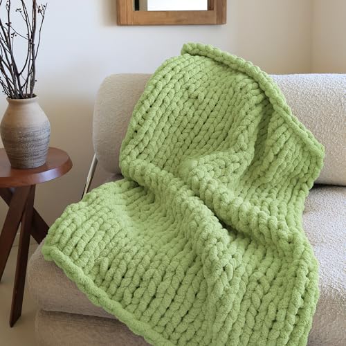 Mellobello Jumbo Chunky Yarn for Hand Knitting - Super Thick Chenille Chunky Yarn for Crocheting - Extra Soft Bulky Fluffy Blanket Big Yarn 8 Jumbo Pack (27yds,8 oz Each Skein) Grass Green - Image 2