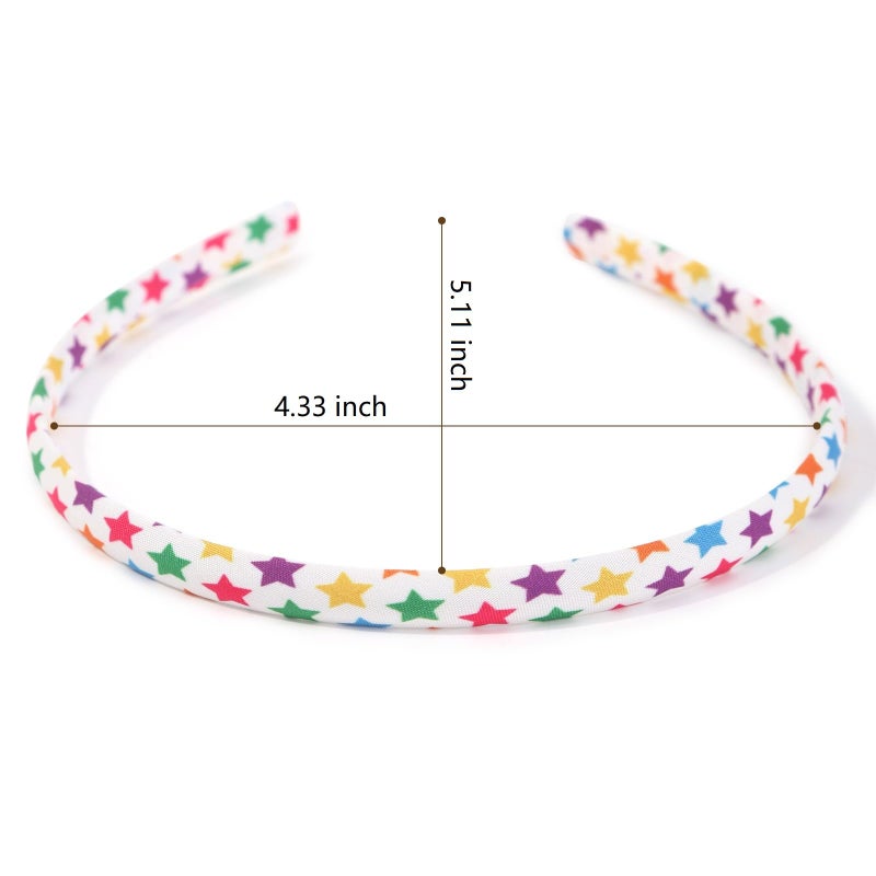 Fishdown Headbands for Girls 10Pcs Thin Head Bands for Children Skinny Hairbands for Toddler Floral Fabric Cloth Covered Headband for Kids Party Favors - Image 2