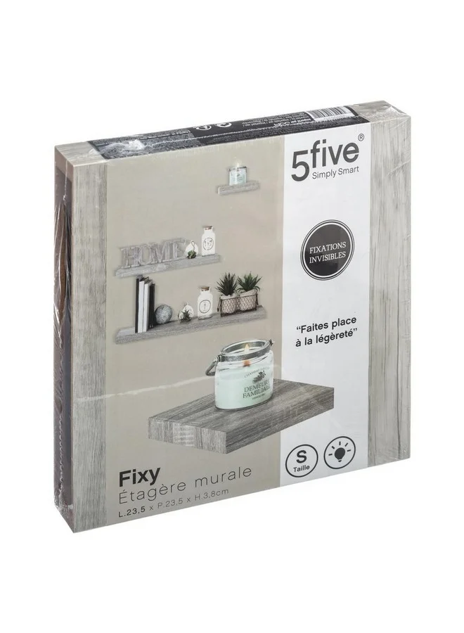 Five Simply Smart Fixy Invisible Fixation Wall Shelf Grey Oak 23.5 cm 138952D