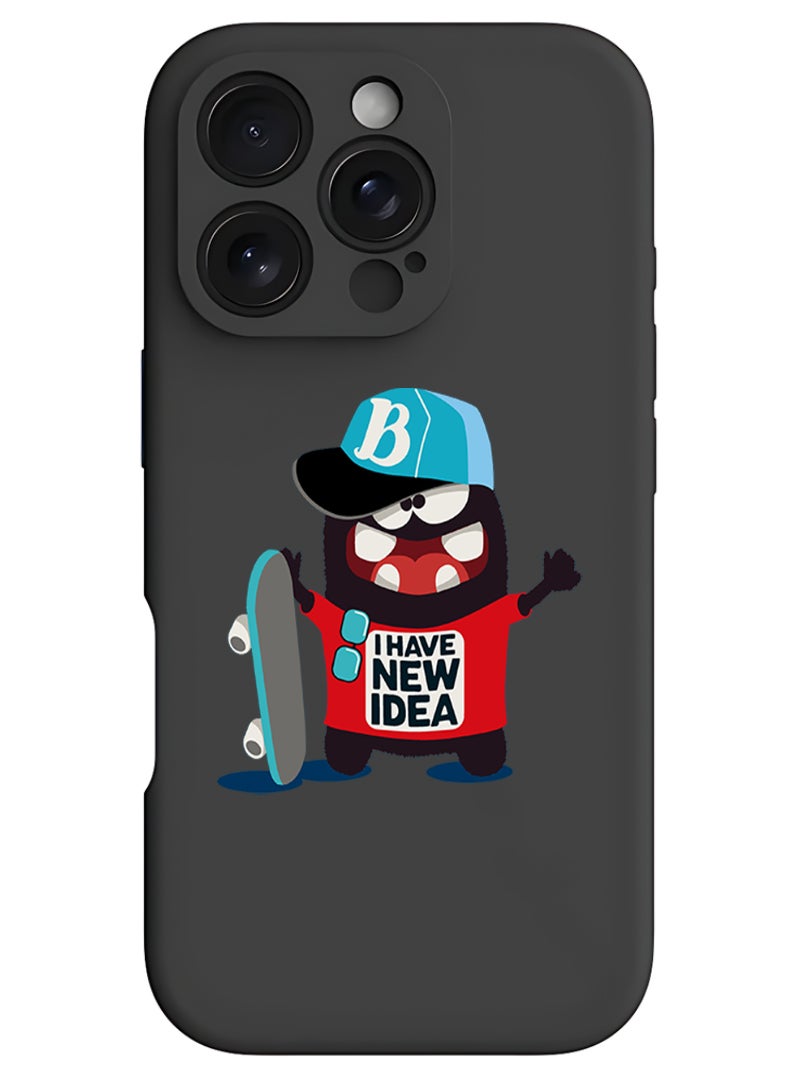 Theodor iPhone 16 Pro Black Protective Slim Fit Case Liquid Silicone Cover with Full Body Protection Anti-Scratch Shockproof Case For iPhone - I have a new idea - Image 1