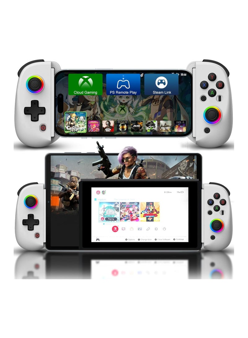 general D8 Mobile Gaming Controller for iPhone/iPad/Tablet, Android Wireless Controller with Hall Effects Joysticks, Support PC/Switch, Play Cloud Games/PS Remote Play/COD/Genshin Impact  More - White - Image 2