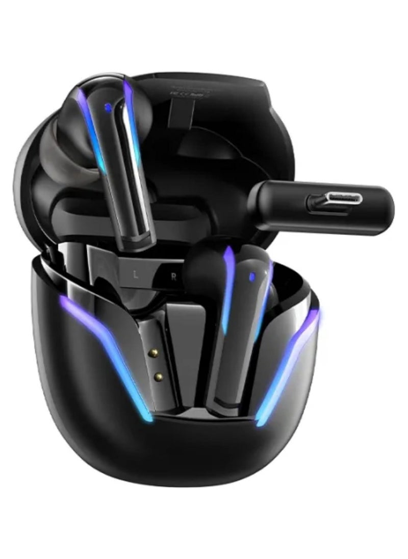 Remax Mena Wireless Earbuds Alien Series Bluetooth 5.4 + 2.4G Professional Gaming True Hifi Stereo Earphone GameBuds G7 TWS Headset With 2.4G Type C Adapter (Black)  - Image 1
