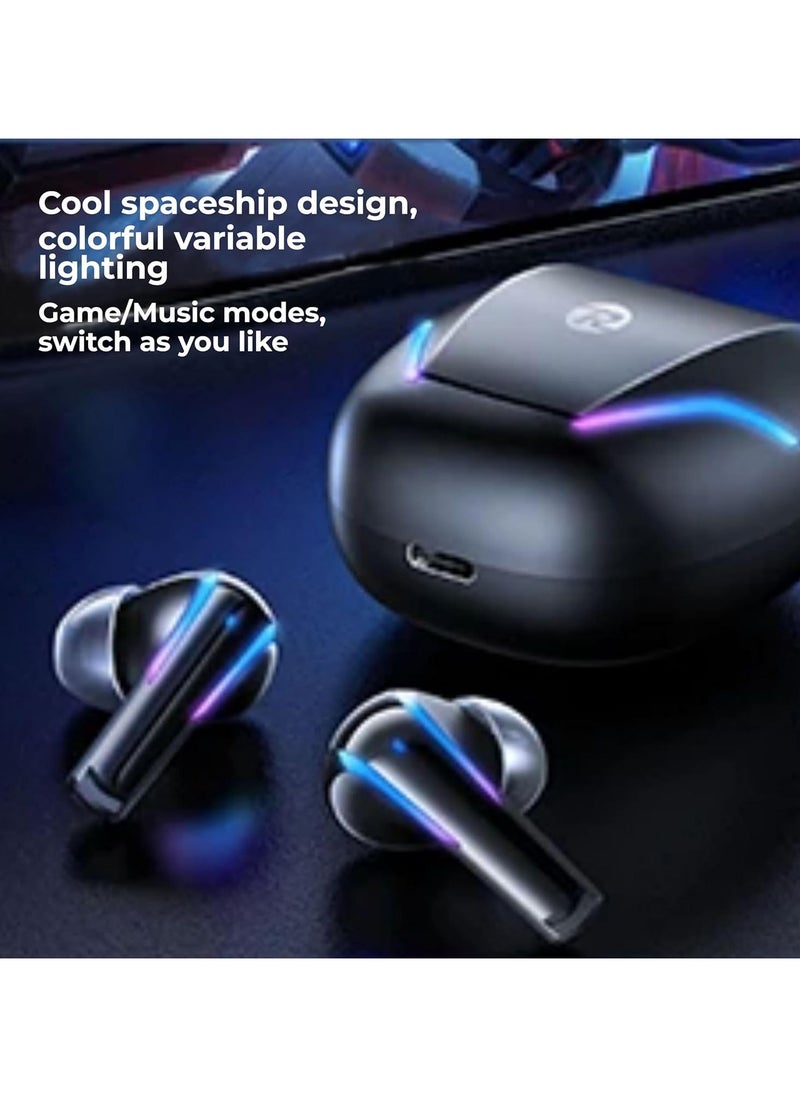 Remax Mena Wireless Earbuds Alien Series Bluetooth 5.4 + 2.4G Professional Gaming True Hifi Stereo Earphone GameBuds G7 TWS Headset With 2.4G Type C Adapter (Black)  - Image 3