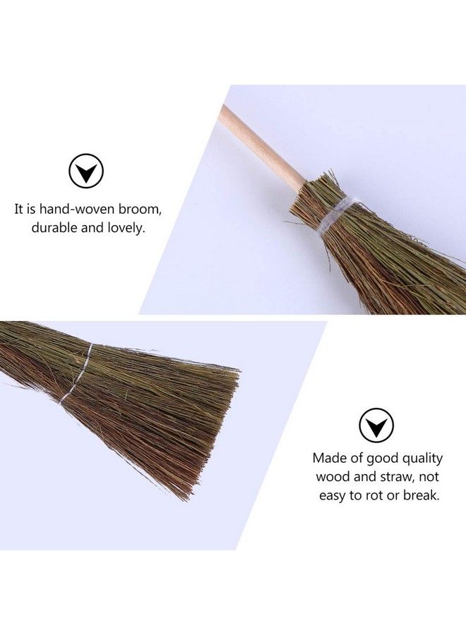 NUOBESTY 2 قطع مكنسة دمى مصغرة خشبية من القش زينة حرفية زينة مكنسة ساحرة مصغرة زينة منزل دمى تخطيط غرفة مصغرة - Image 4