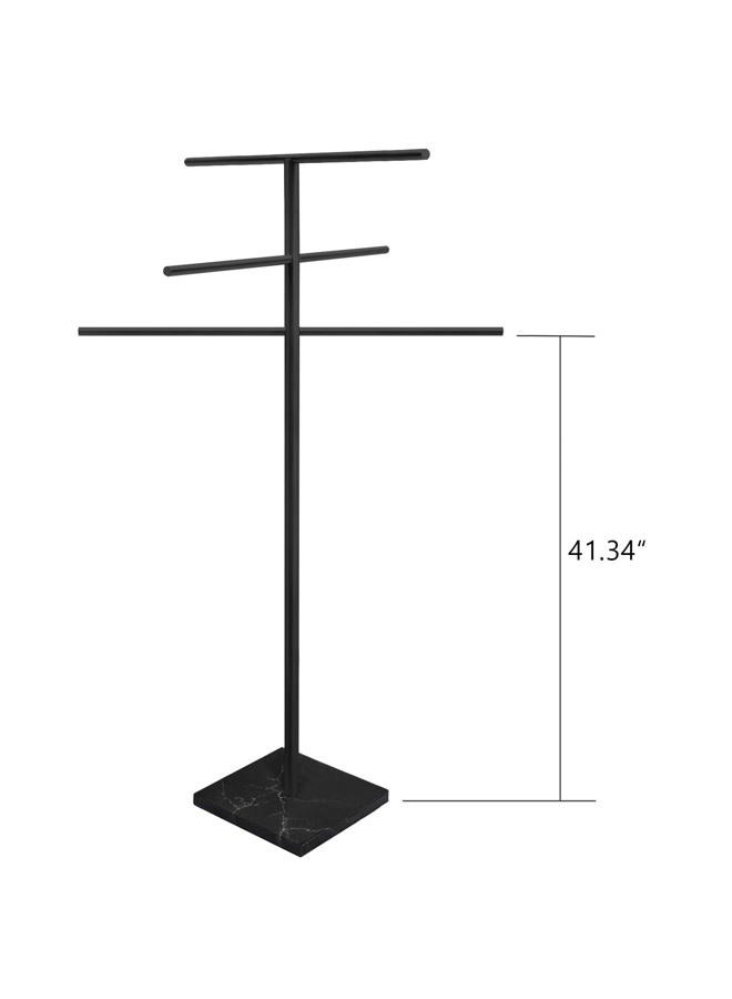 Eadot Marble Base Outdoor Standing Towel Rack for Swimming Pool, Hot Tub Or Spa, 304 Stainless Steel 6 Arms Standing Towel Sheet Holder Blanket Drying Rack Matte Black - Image 2
