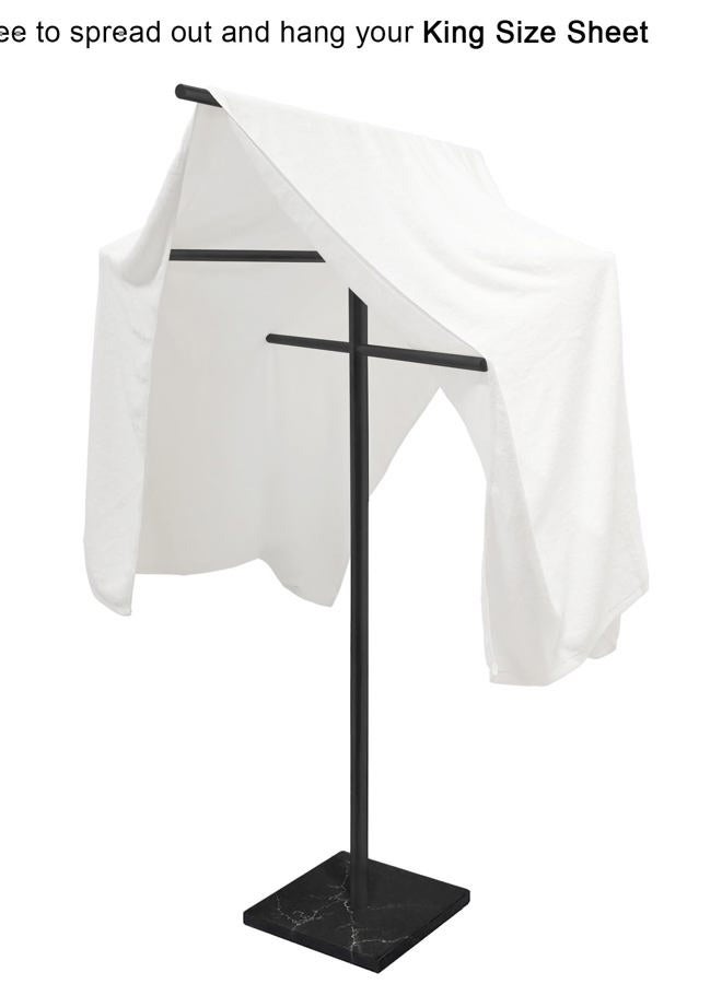Eadot Marble Base Outdoor Standing Towel Rack for Swimming Pool, Hot Tub Or Spa, 304 Stainless Steel 6 Arms Standing Towel Sheet Holder Blanket Drying Rack Matte Black - Image 3