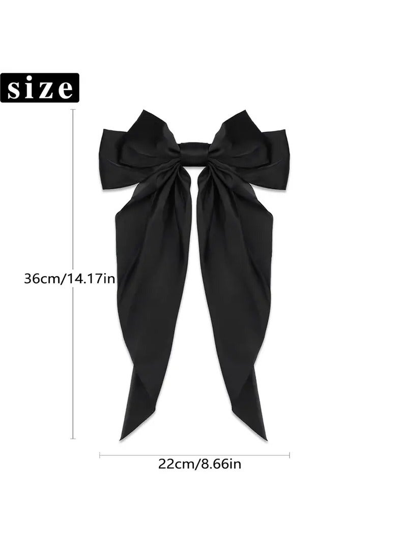 Goolsky مجموعة مشابك شعر ساتان أنيقة 4 قطع - كبيرة، دبابيس فراشة لطيفة باللون الأسود، الأبيض، الوردي، والبورغندي للنساء والفتيات - Image 2