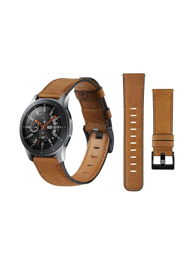 vesus Genuine Leather Replacement Band For Samsung Galaxy Watch Retro Yellowish Brown