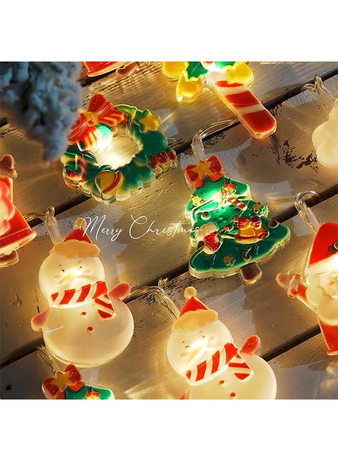 ليمون سلسلة أضواء عيد الميلاد الجنية مع إكليل بابا نويل وشجرة ورجل ثلج، ٢٠ مصباح ليد تعمل بالبطارية، ديكور داخلي للنوافذ، مقاوم للماء، مناسب لديكور حفلات المنزل. - Image 5