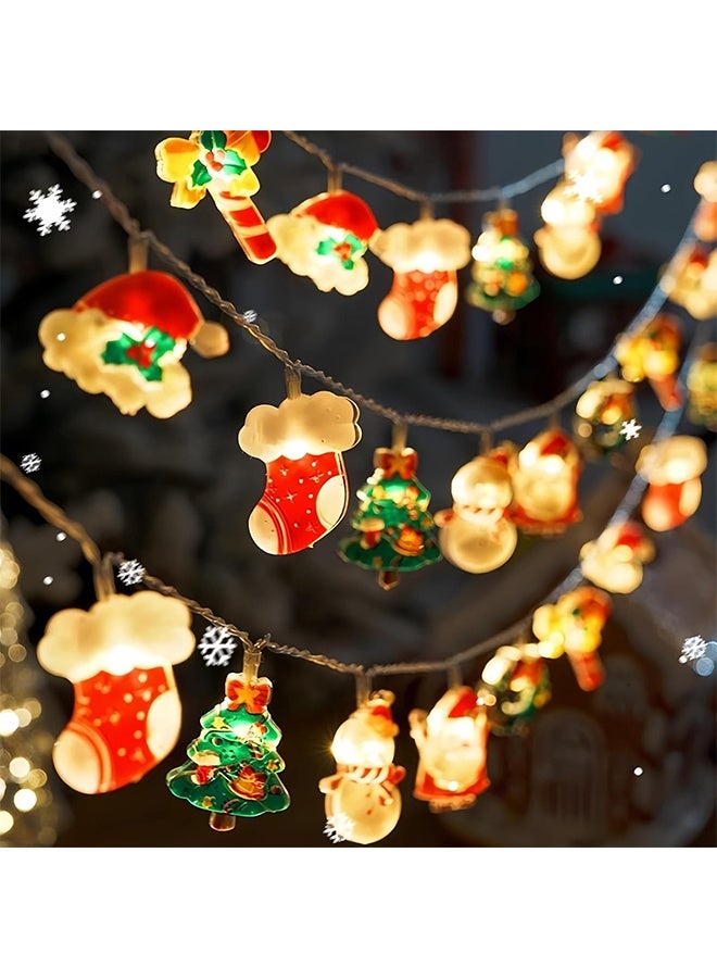 ليمون سلسلة أضواء عيد الميلاد الجنية مع إكليل بابا نويل وشجرة ورجل ثلج، ٢٠ مصباح ليد تعمل بالبطارية، ديكور داخلي للنوافذ، مقاوم للماء، مناسب لديكور حفلات المنزل. - Image 1
