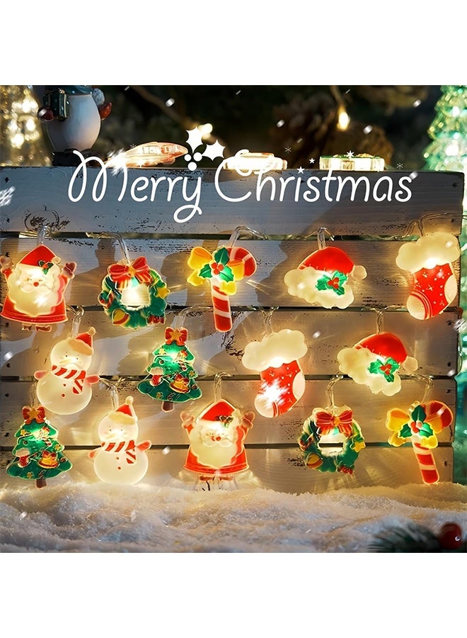 ليمون سلسلة أضواء عيد الميلاد الجنية مع إكليل بابا نويل وشجرة ورجل ثلج، ٢٠ مصباح ليد تعمل بالبطارية، ديكور داخلي للنوافذ، مقاوم للماء، مناسب لديكور حفلات المنزل. - Image 2