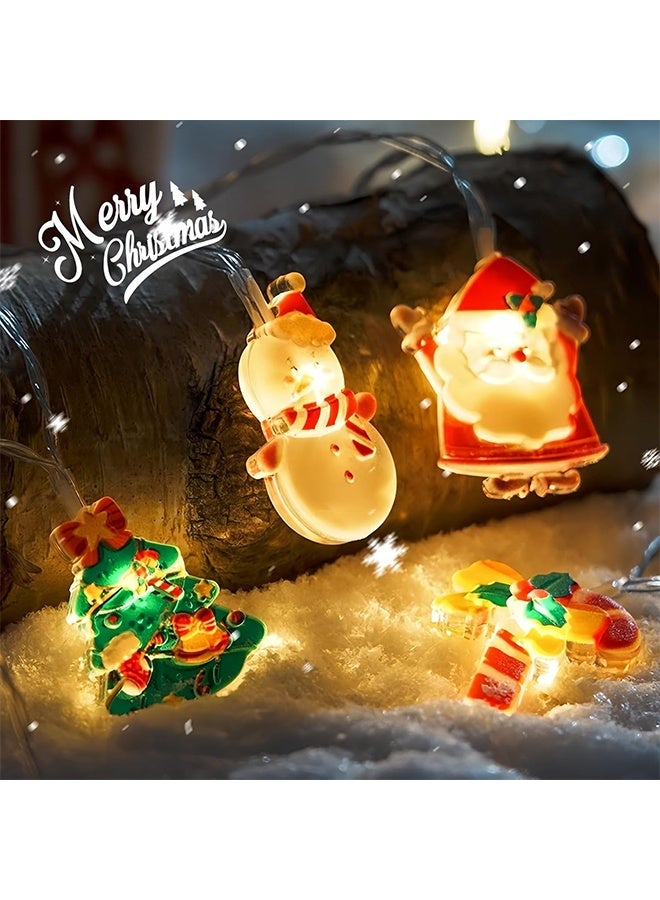 ليمون سلسلة أضواء عيد الميلاد الجنية مع إكليل بابا نويل وشجرة ورجل ثلج، ٢٠ مصباح ليد تعمل بالبطارية، ديكور داخلي للنوافذ، مقاوم للماء، مناسب لديكور حفلات المنزل. - Image 3