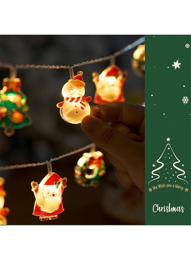 ليمون سلسلة أضواء عيد الميلاد الجنية مع إكليل بابا نويل وشجرة ورجل ثلج، ٢٠ مصباح ليد تعمل بالبطارية، ديكور داخلي للنوافذ، مقاوم للماء، مناسب لديكور حفلات المنزل. - Image 4
