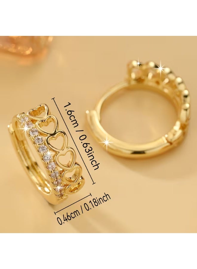 aeen Elegant 18k Gold Plated Shining Heart-Shaped Earrings – Romantic Hypoallergenic Jewelry for Women, Perfect for Daily Wear, Parties & Valentine’s Day Gifts - Image 4